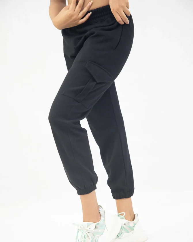 Jogger pant with Elastic waist in Black