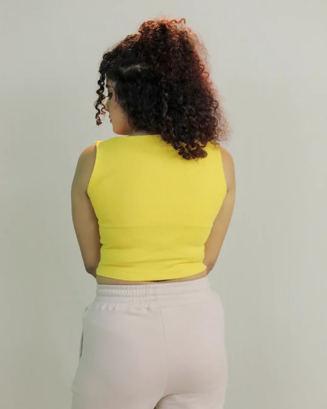 Square Neck Crop  Top in Yellow