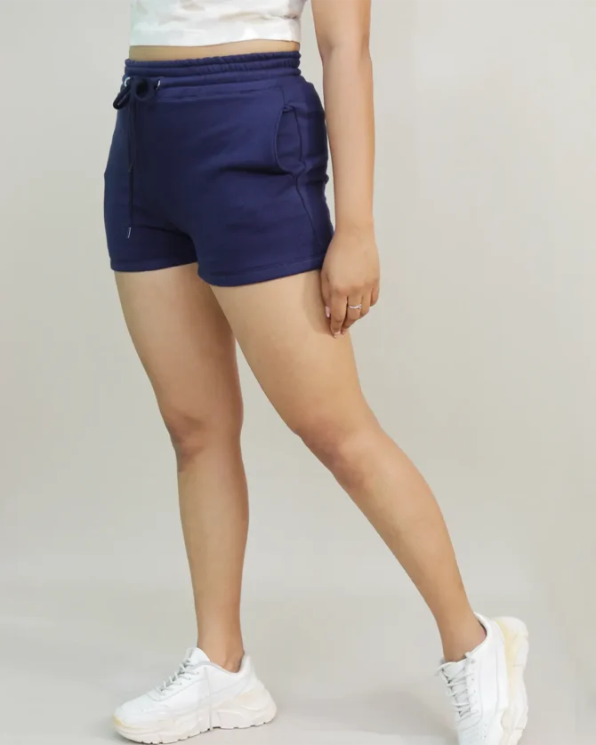 Drawstring Waist Sweat short in Navy