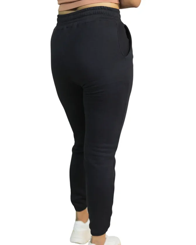 Drawstring Waist Fleece Jogger in Black