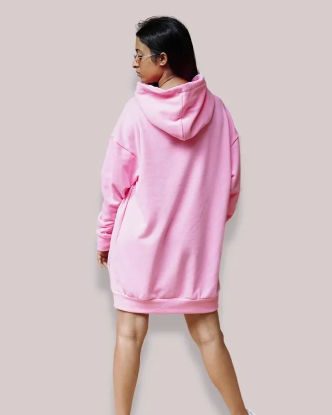 Oversized Fleece Hoodie Dress in pink