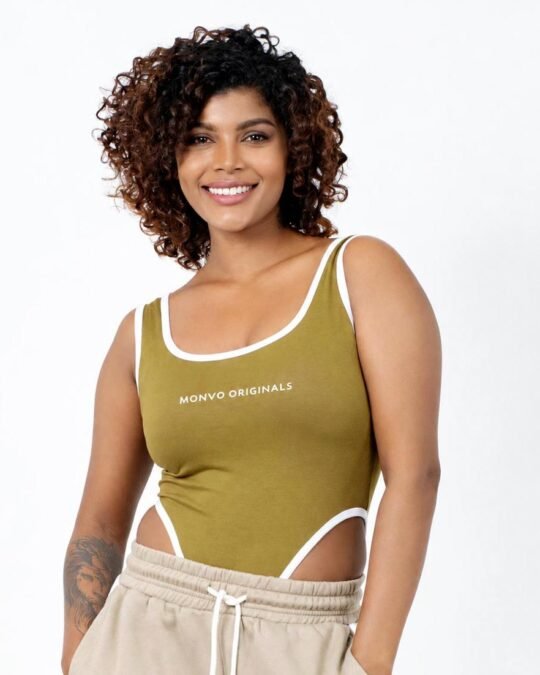 Contrast Details Cropped Bodysuit